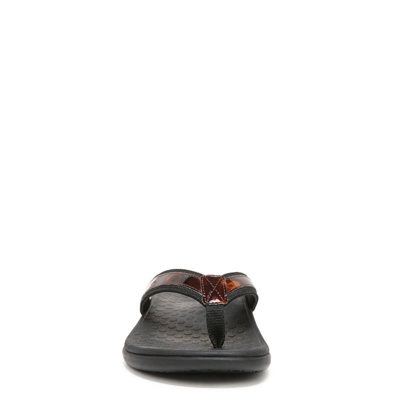 Vionic Women's Tide II Toe Post Sandal - Ladies Flip Flop with Concealed Orthotic Arch Support Black Tortoise 8 M US - Image 4